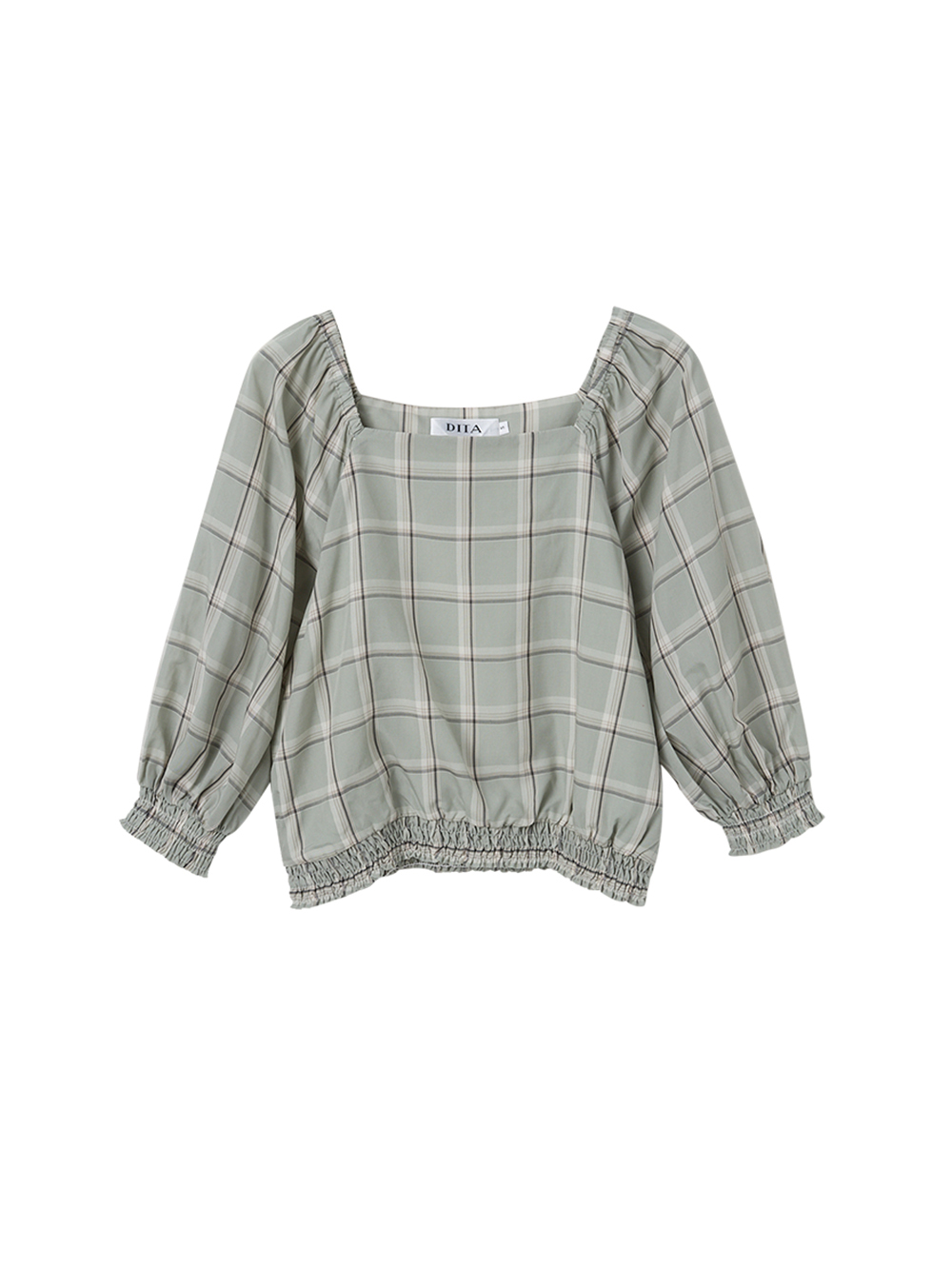 DITA日系格紋方領上衣