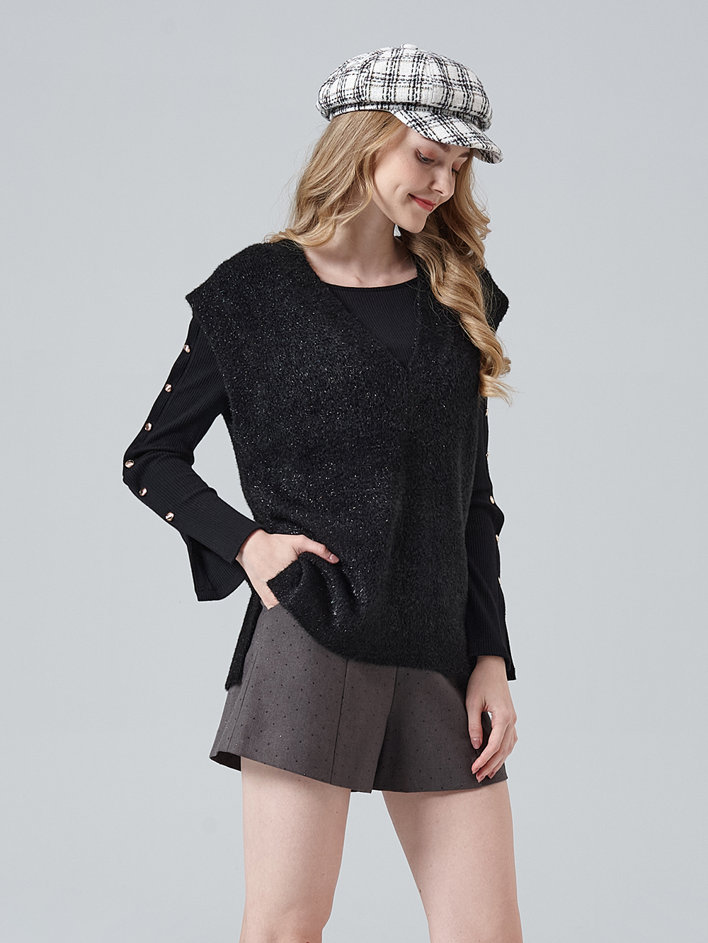 DITA奢華燙鑽切線短褲