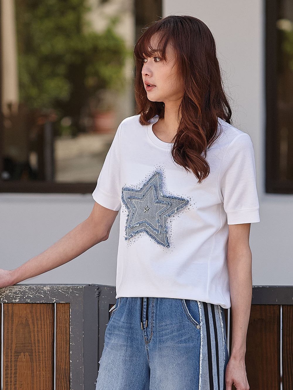 DITA甜酷牛仔星星貼布繡T-SHIRT