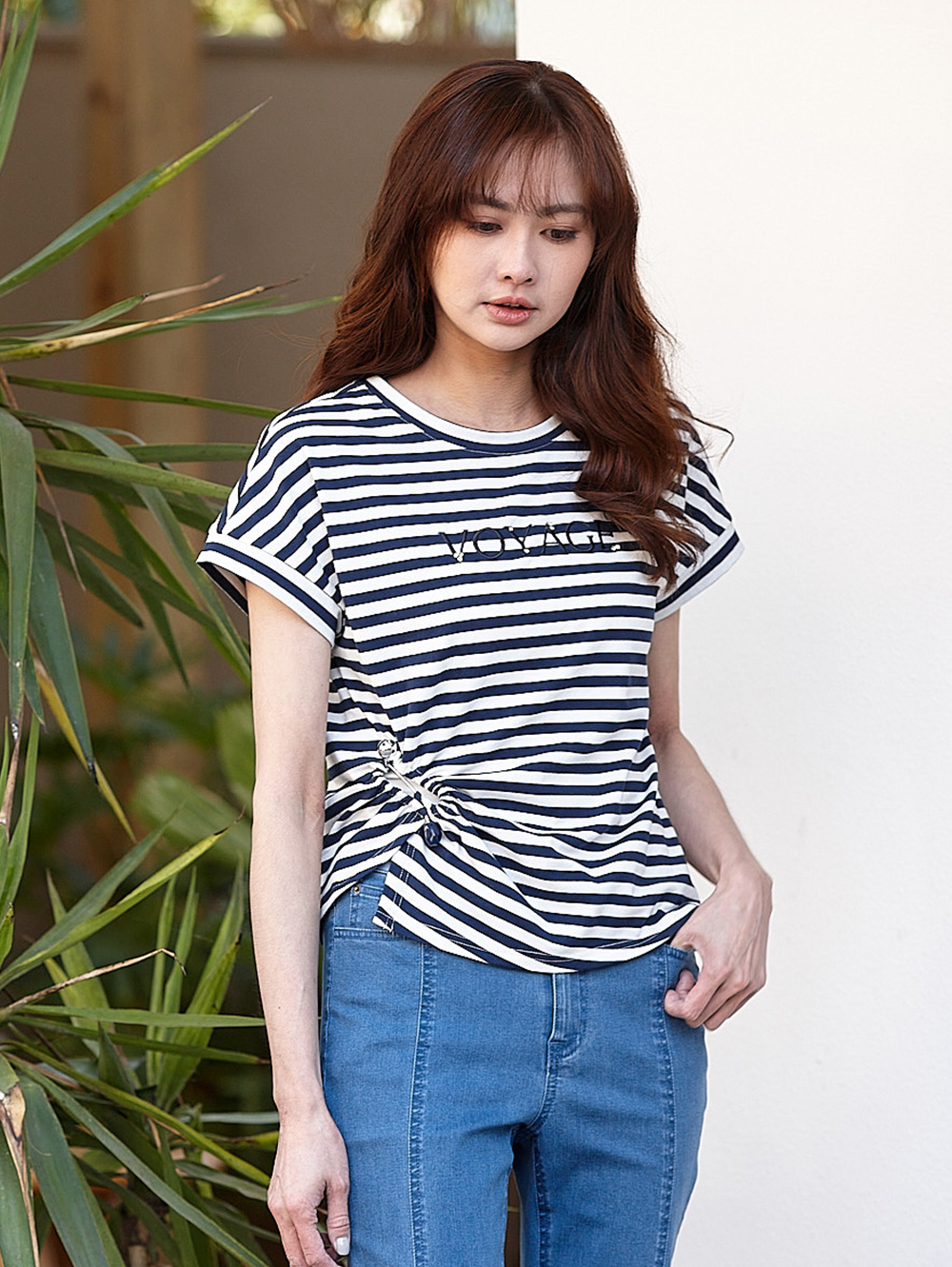 DITA簡約鑽飾抽皺T-SHIRT