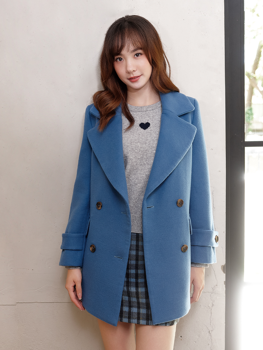 DITA日系格紋毛料A字短裙