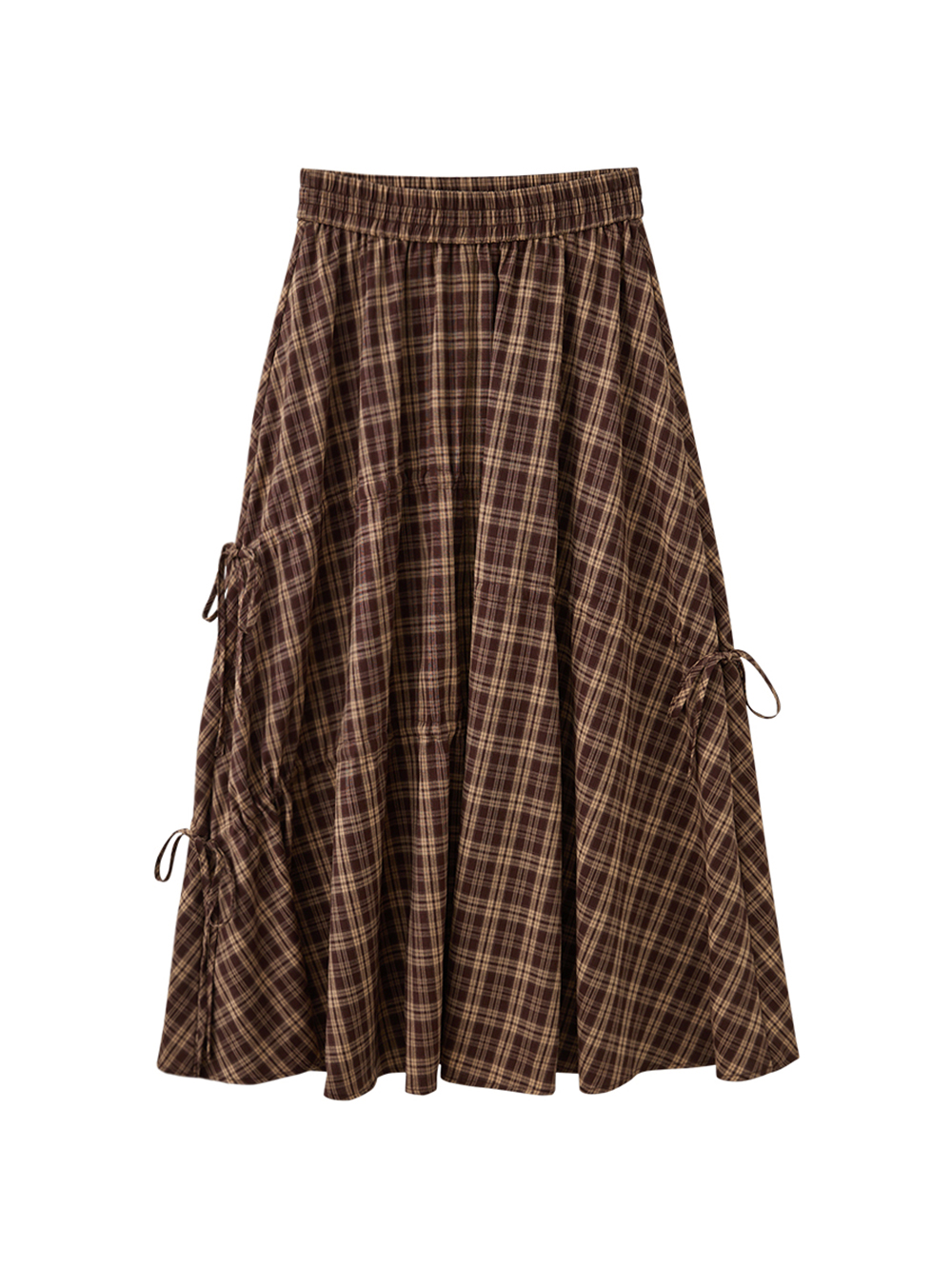 DITA個性格紋不對稱抽皺圓裙