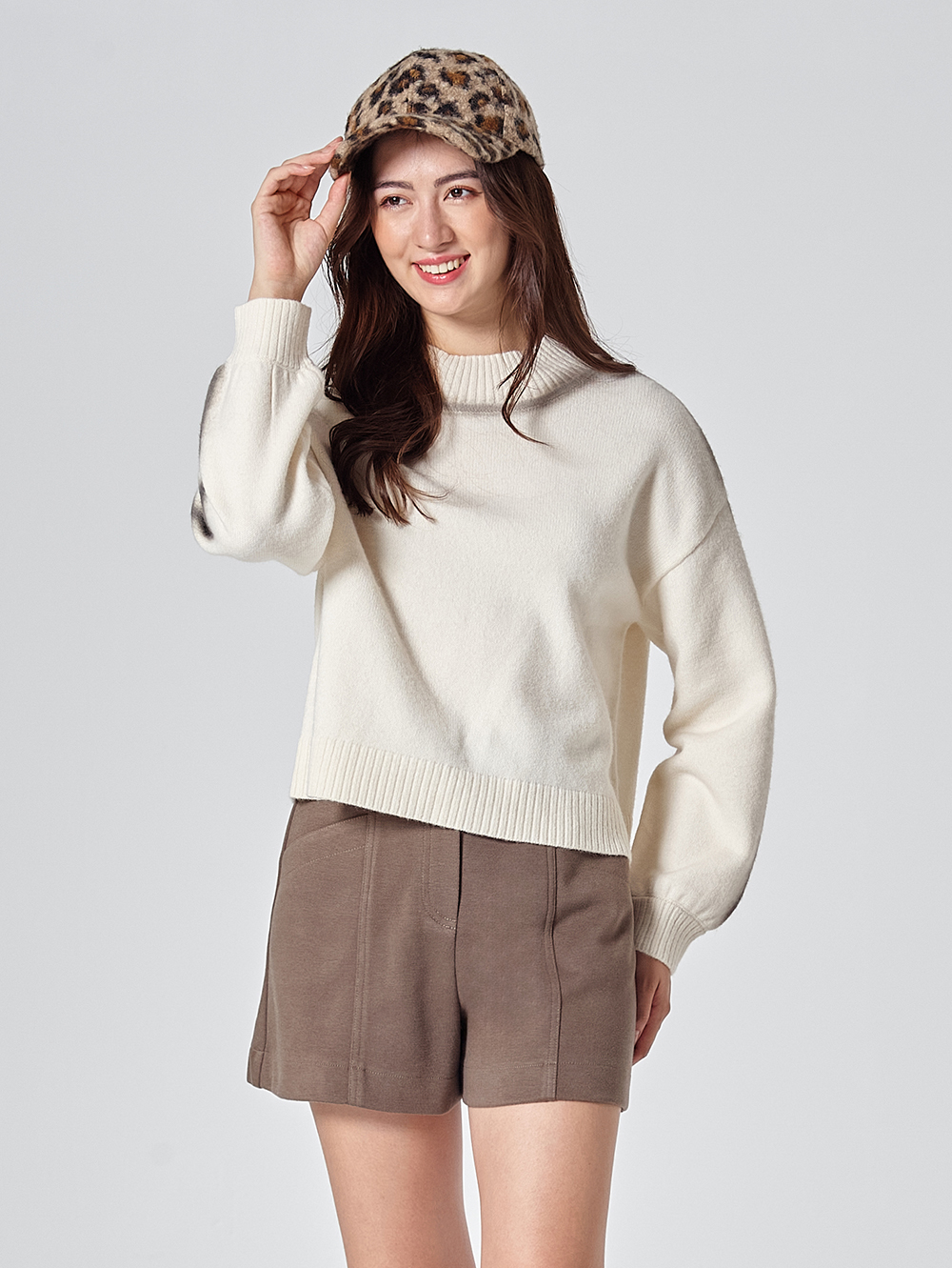 DITA高領噴漆感短版毛衣