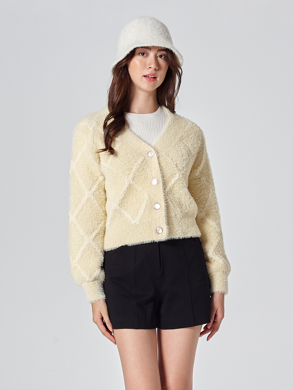 DITA氣質毛感短版針織罩衫