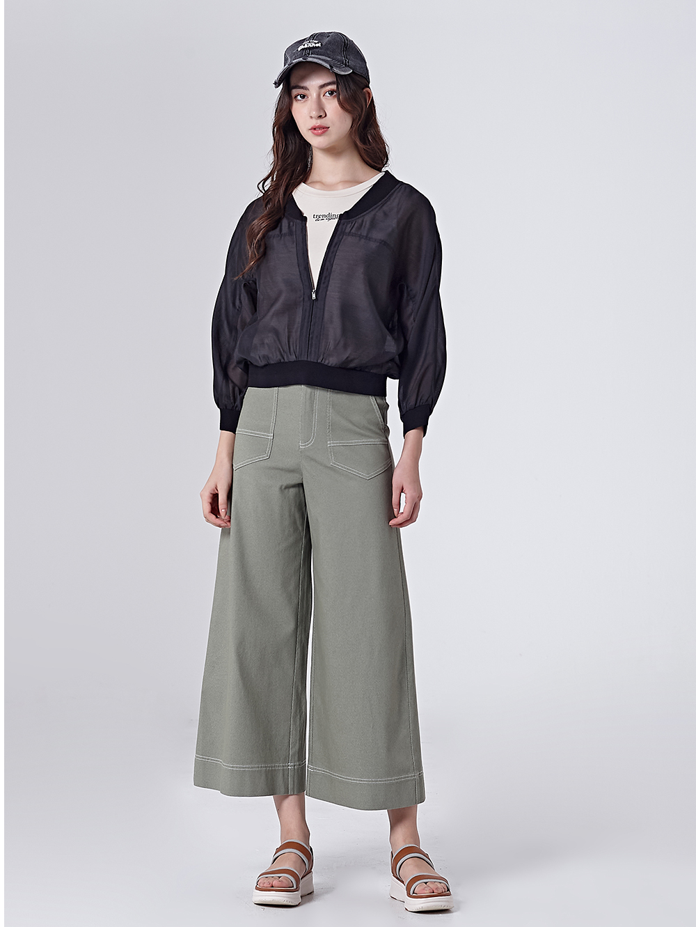 DITA雙釦個性九分寬褲