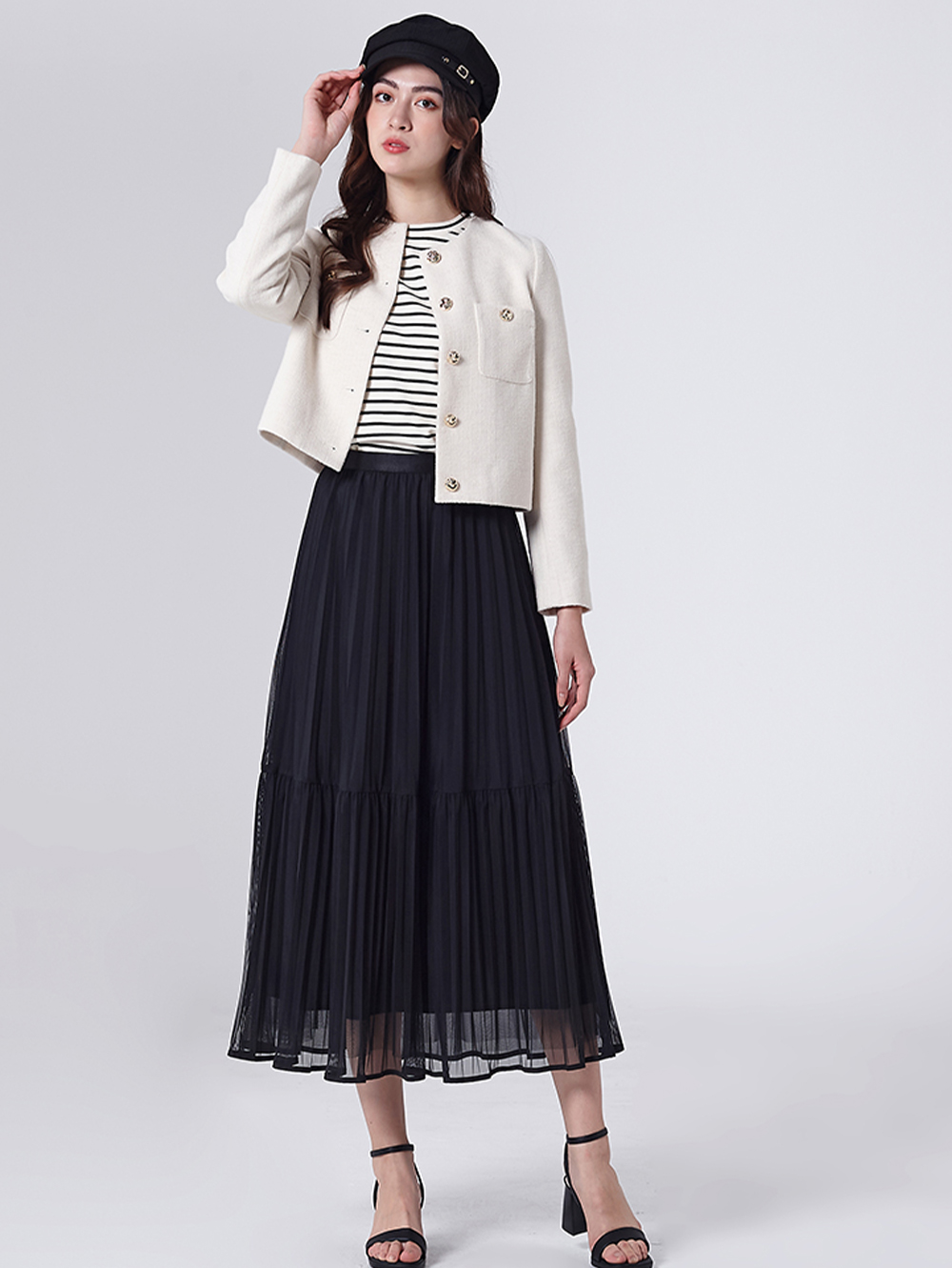 DITA氣質層次壓摺紗裙