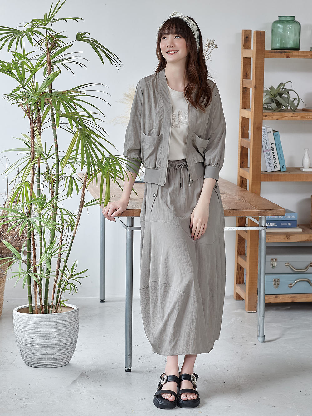 DITA抽繩拼接長裙