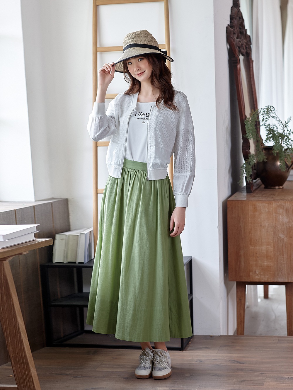 DITA素面波浪長裙