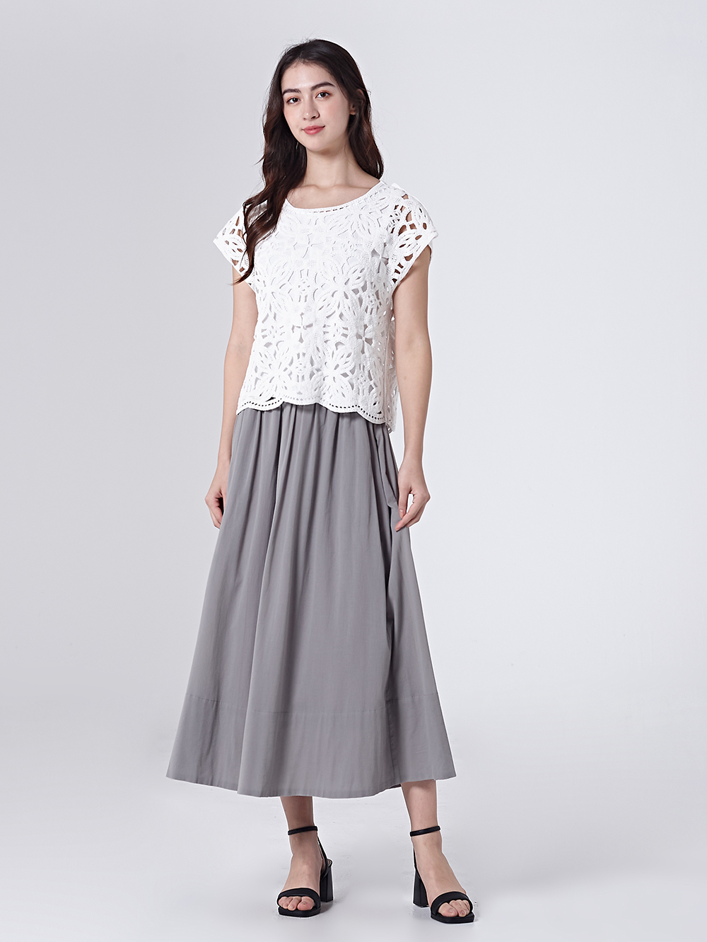 DITA素面波浪長裙