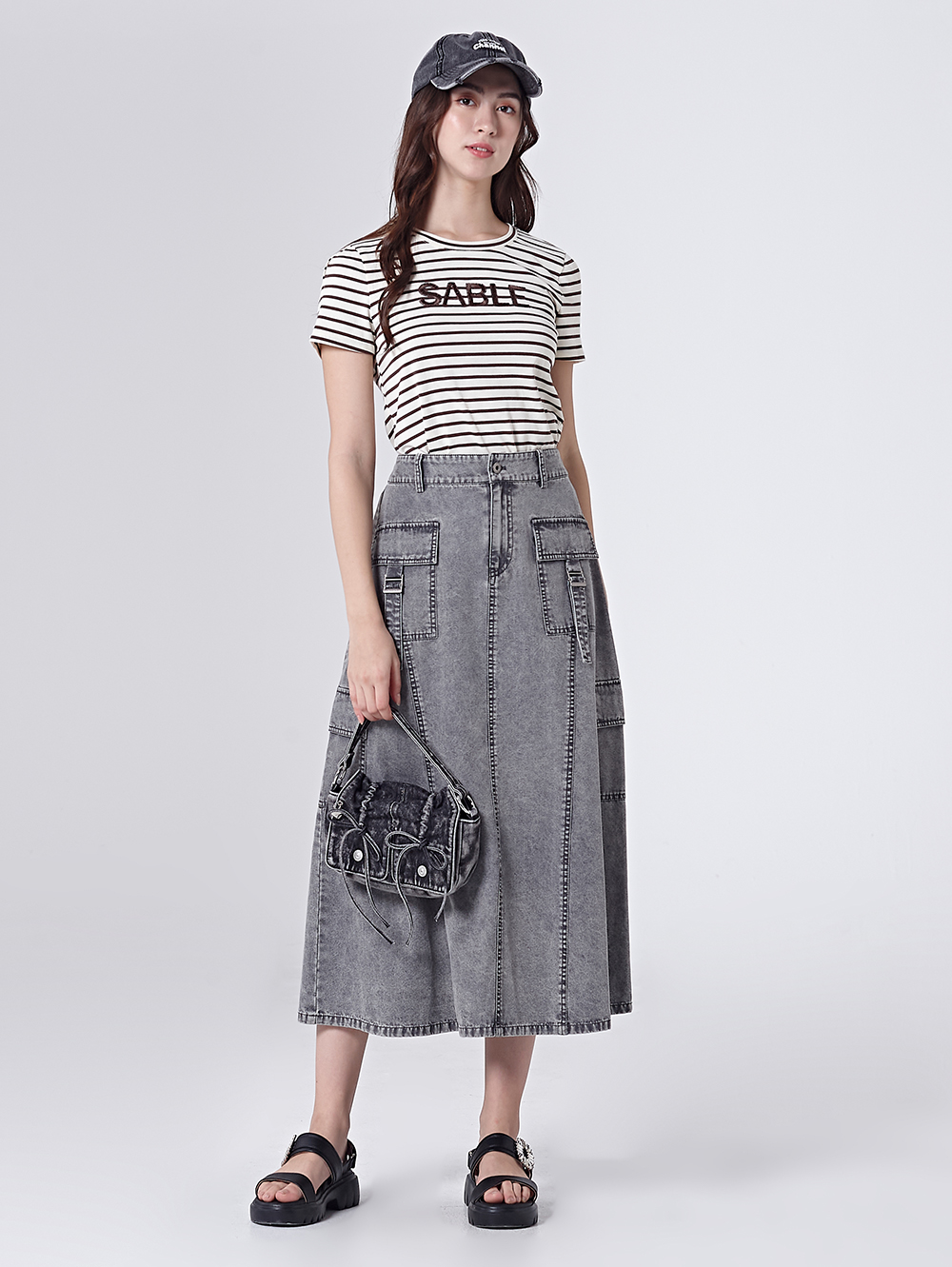 DITA率性工裝感拼接長裙