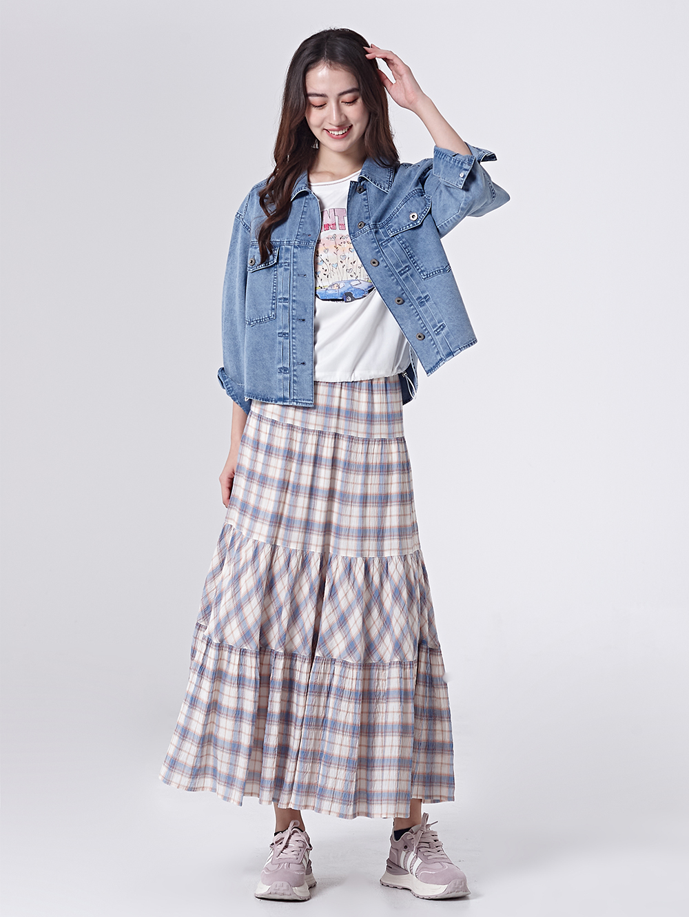 DITA甜美格紋蛋糕裙