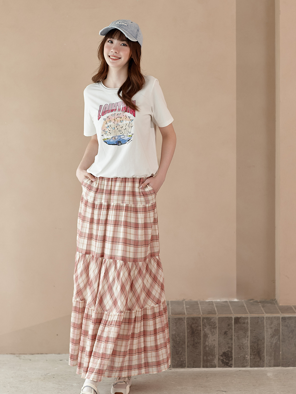 DITA甜美格紋蛋糕裙