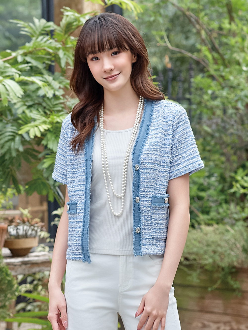 DITA韓系小香風毛呢短袖外套