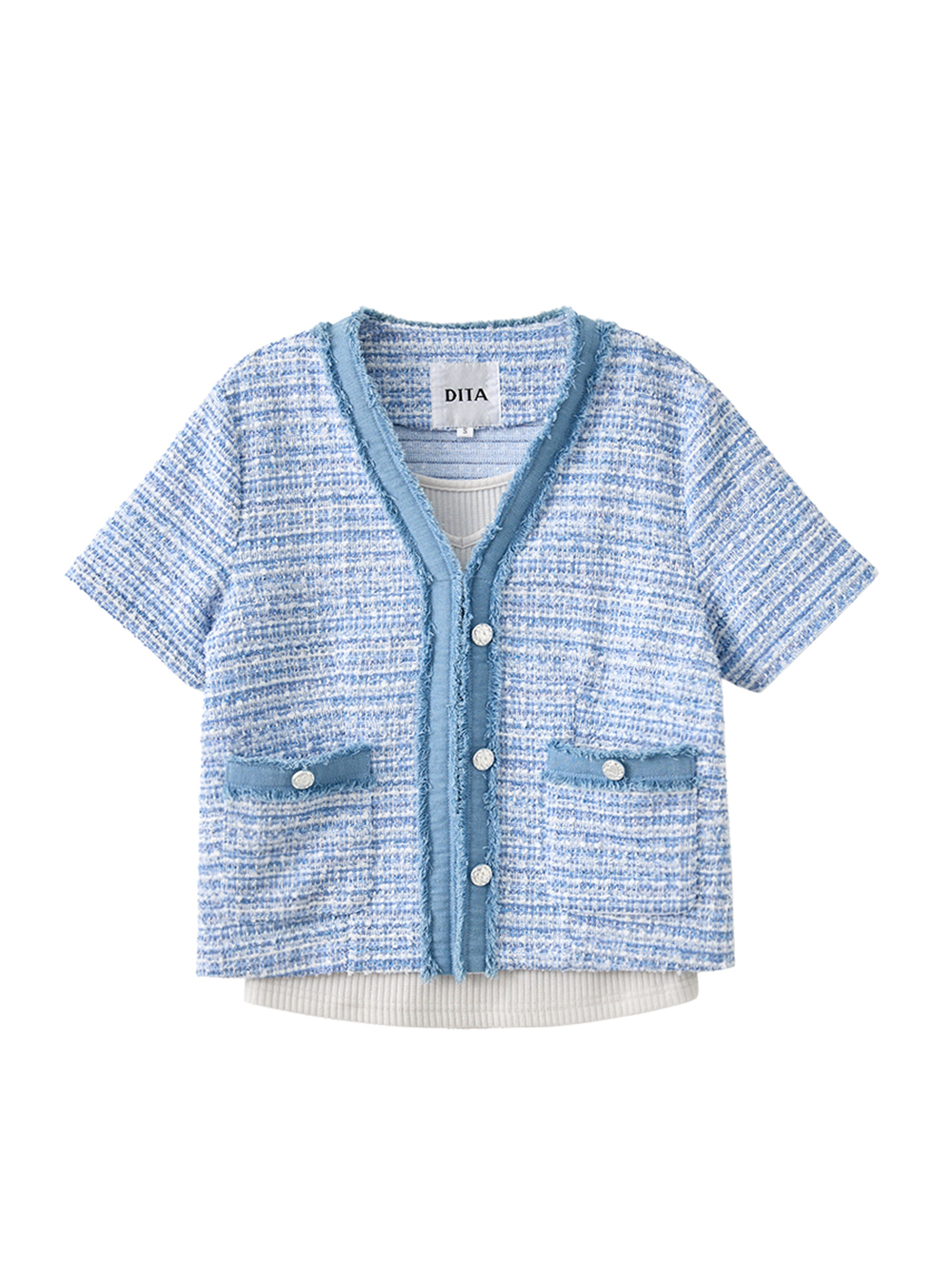 DITA韓系小香風毛呢短袖外套