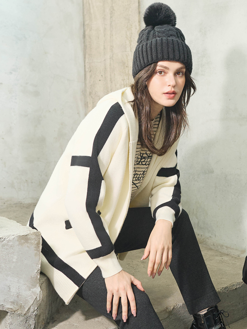 JOAN星星條紋溫暖質感上衣