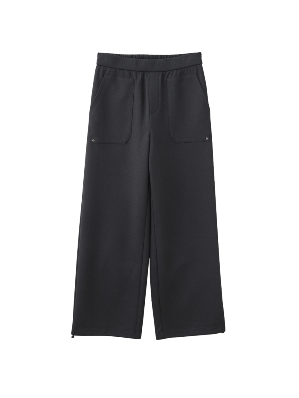 JOAN褲腳抽繩彈性直筒寬褲