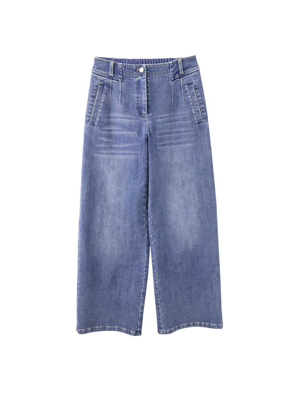 JOAN舒適內磨毛牛仔直寬褲