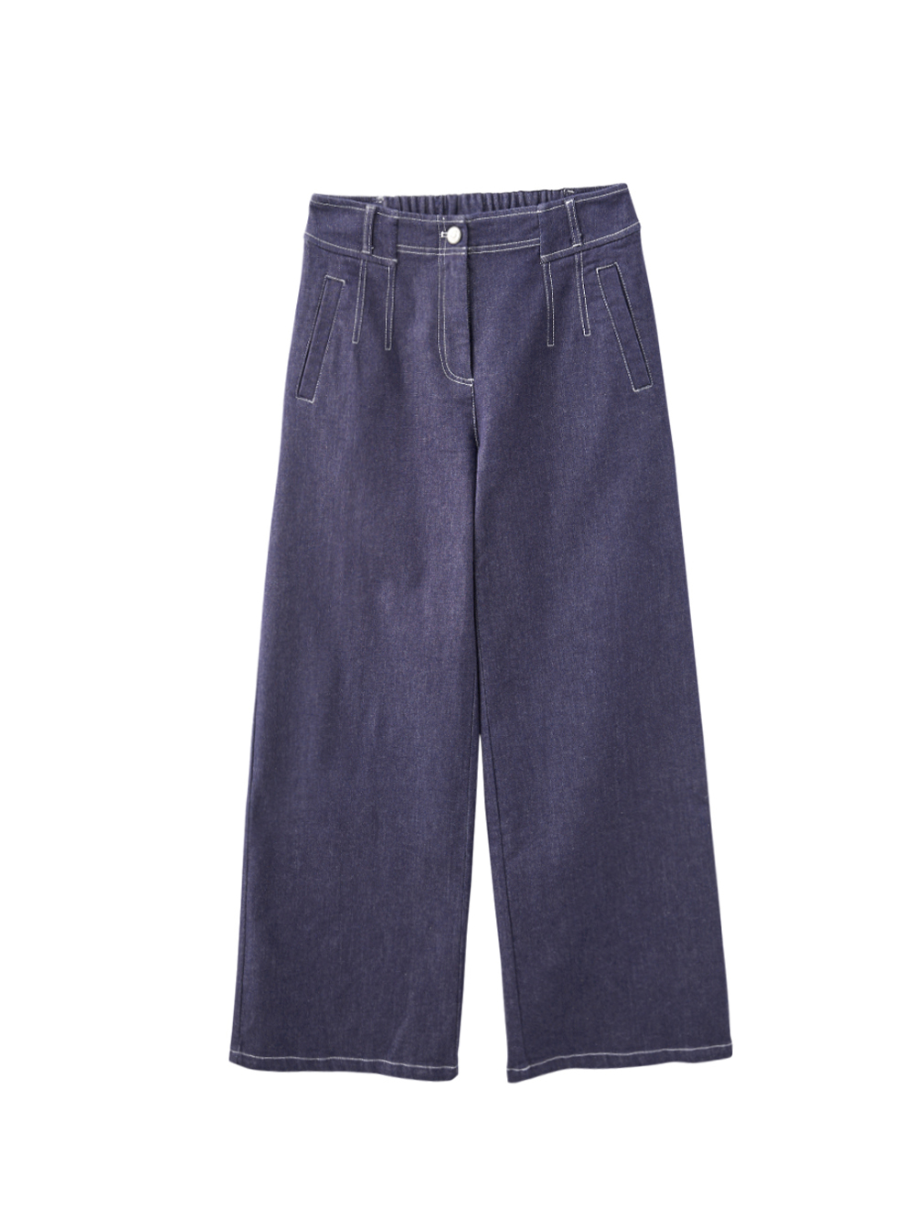 跳色車線牛仔寬褲JOAN