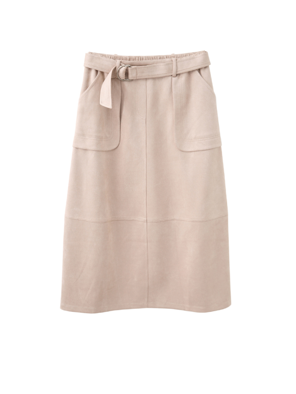 JOAN腰帶造型仿麂皮長裙