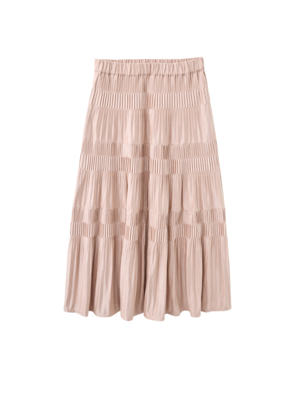 JOAN仿麂皮壓褶蛋糕長裙