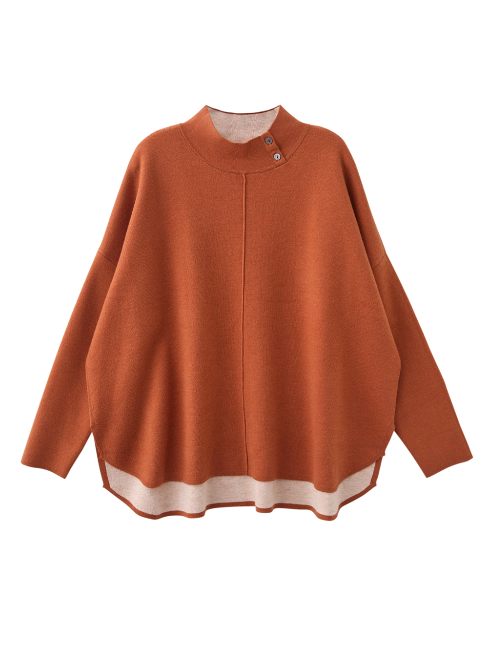 JOAN微立領側釦寬鬆針織上衣