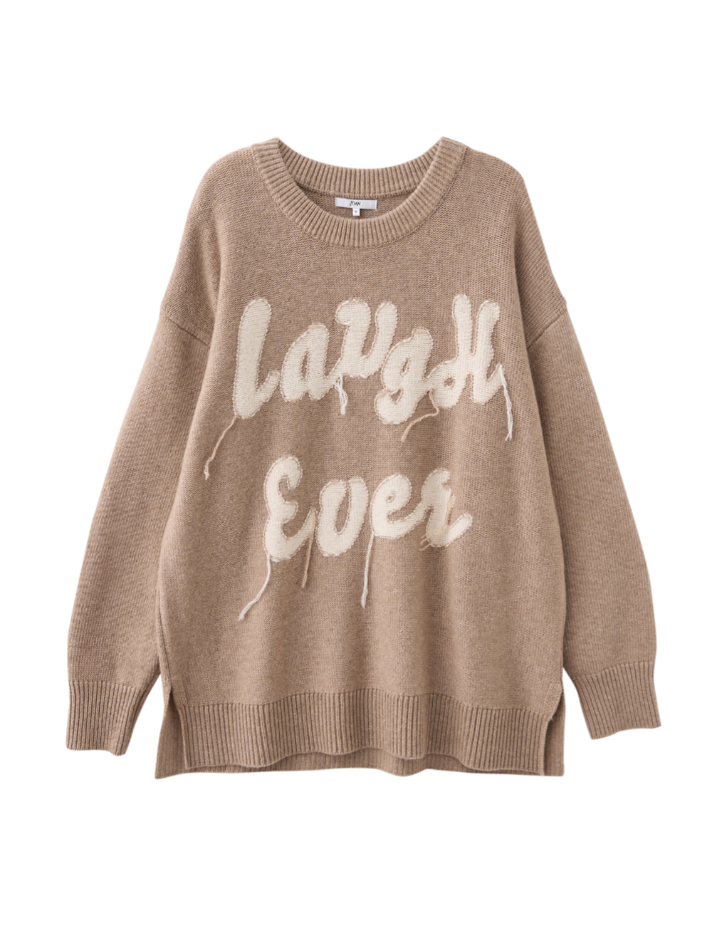 JOAN刺繡拼貼感落肩針織上衣