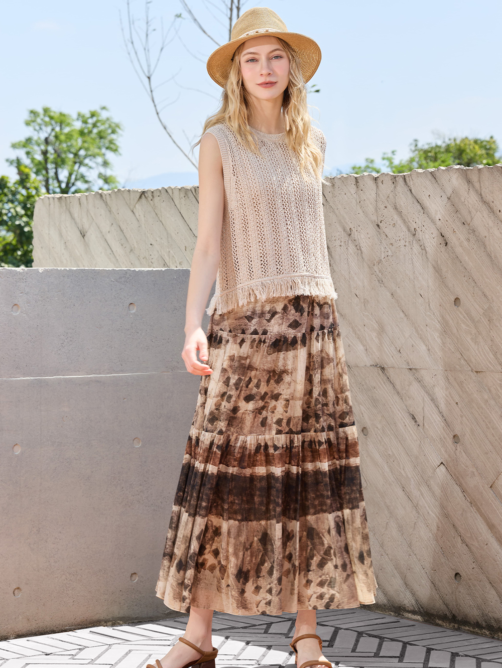 JOAN水墨暈染層次長裙