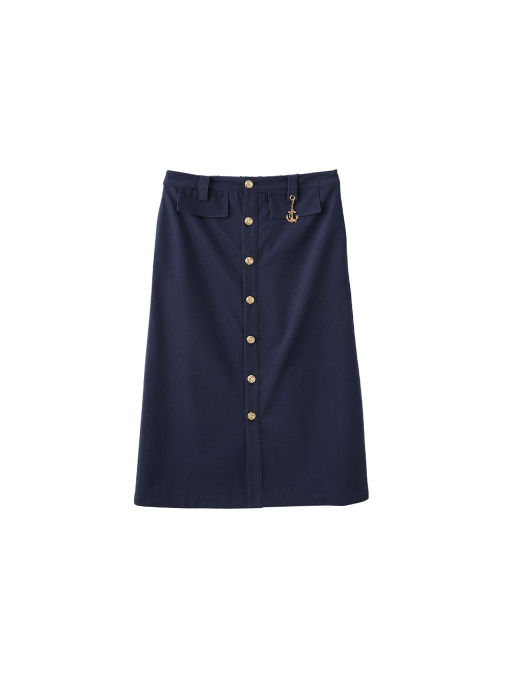 JOAN經典海軍風排釦鉛筆裙