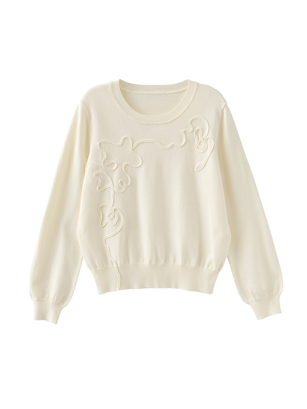 JOAN立體線條花語針織上衣