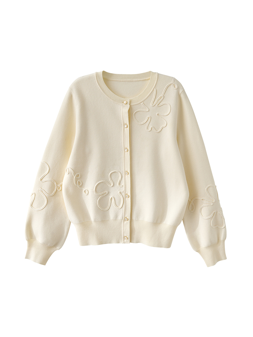 JOAN立體繡花針織開襟外套