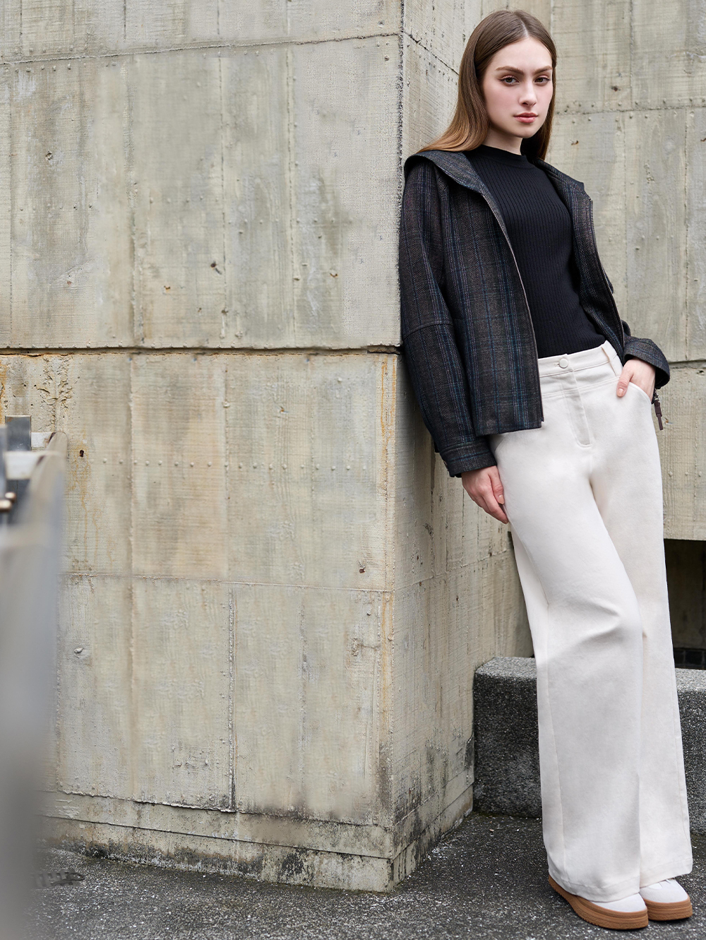 DENOVO棉感高彈日常百搭褲