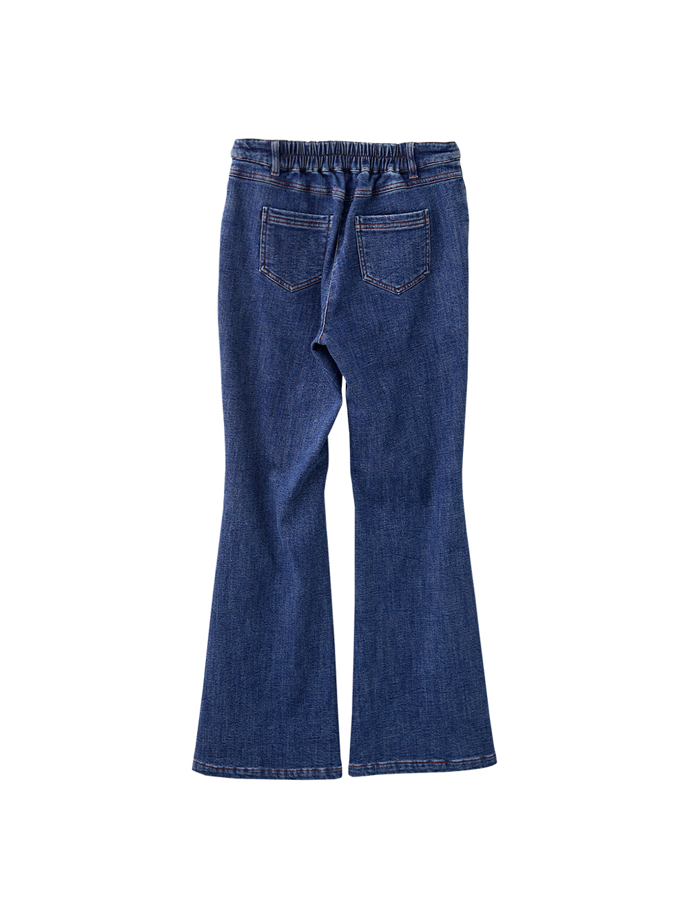 DENOVO輕磨毛彈性修身牛仔喇叭褲