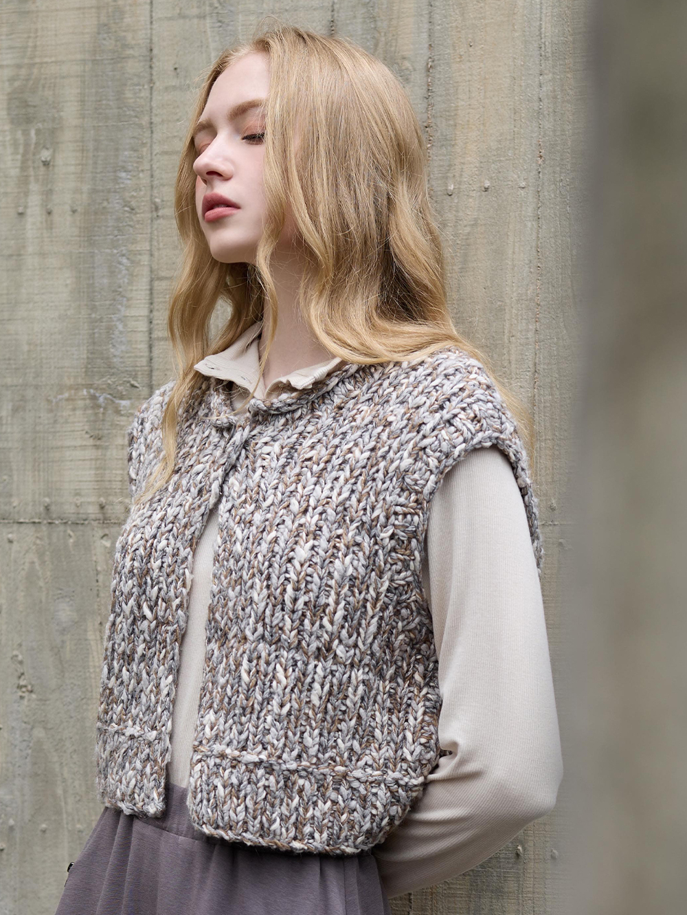 DENOVO粗針混紗立體層次背心