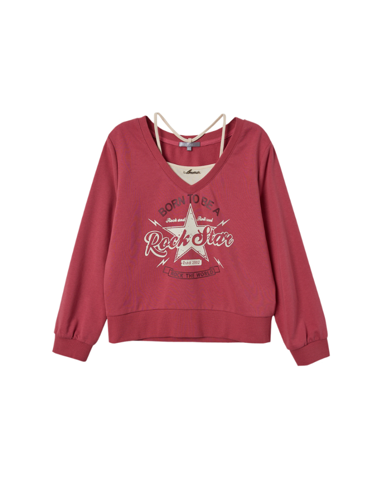 abito ROCK STAR假兩件長袖上衣