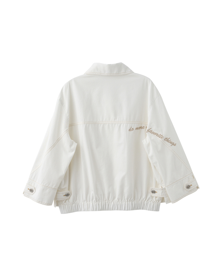 abito刺繡小字薄料牛仔外套