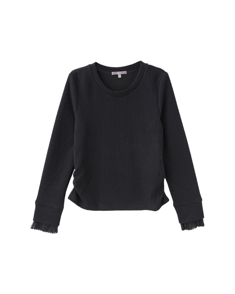 abito百搭圓領網紗上衣