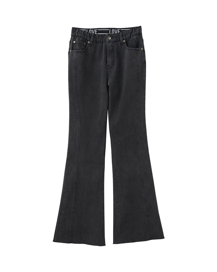 abito不收邊拼接牛仔寬褲