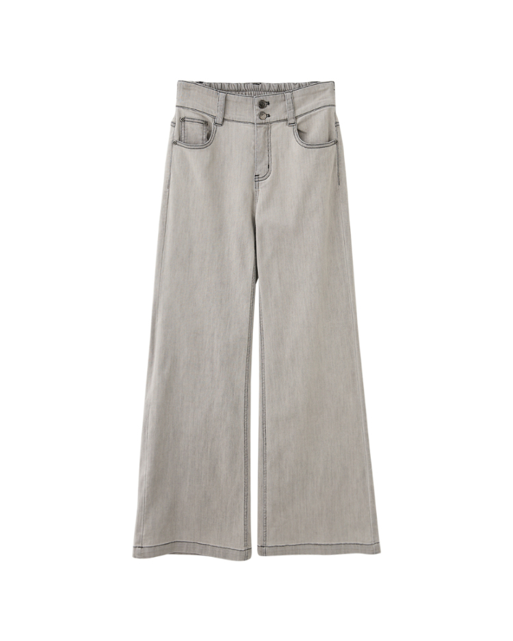 abito高腰雙釦牛仔寬褲