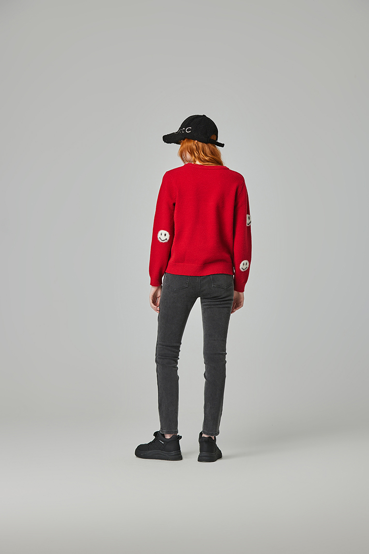 abito刺繡字內刷毛直筒褲