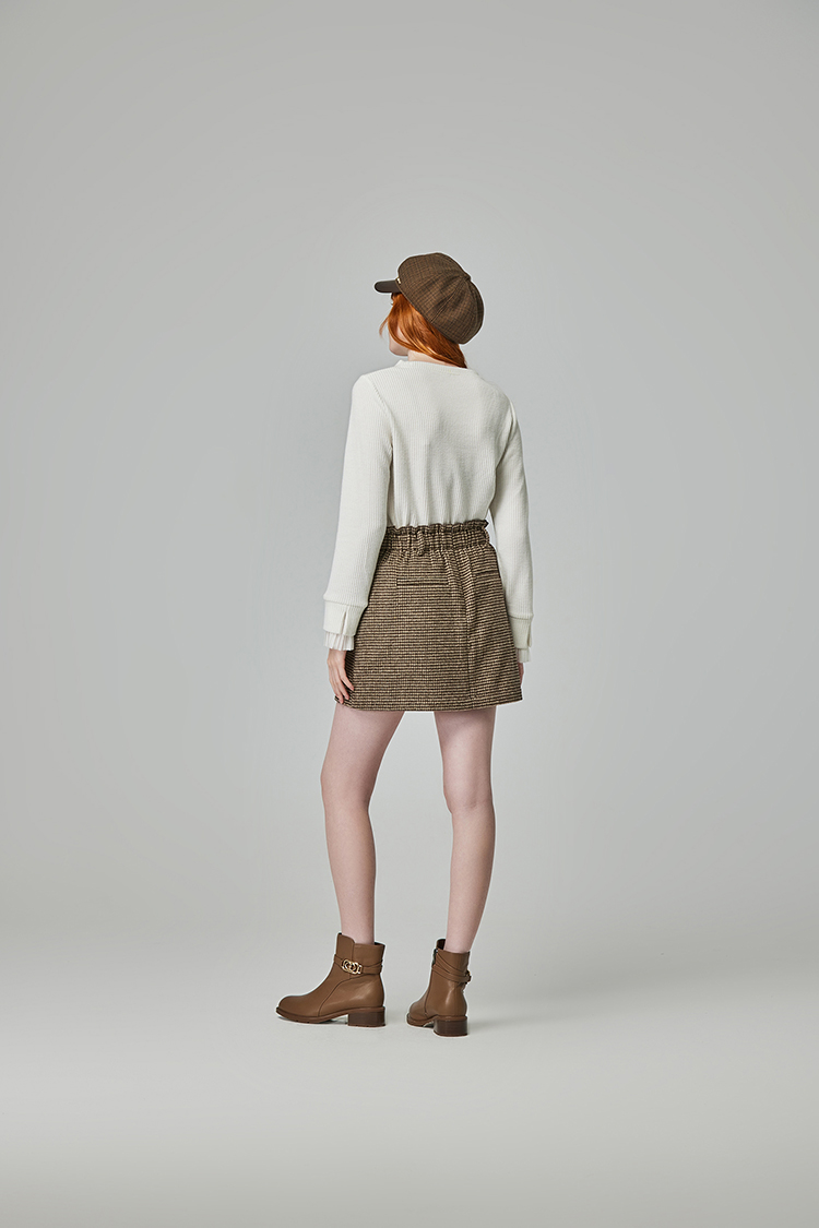 abito氣質排釦千鳥格紋短裙