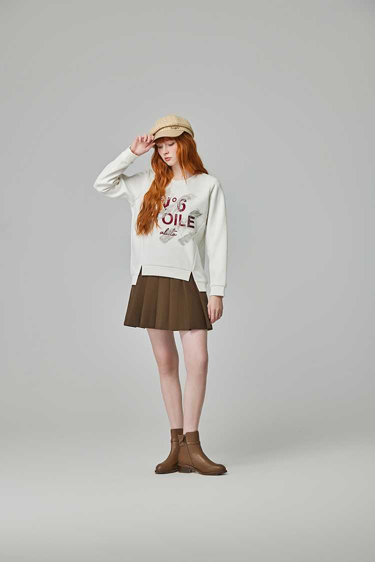 abito雙釦毛呢百摺裙