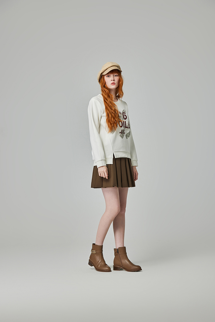 abito雙釦毛呢百摺裙