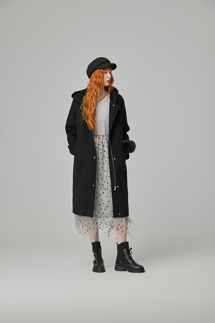 abito氣質長版連帽大衣