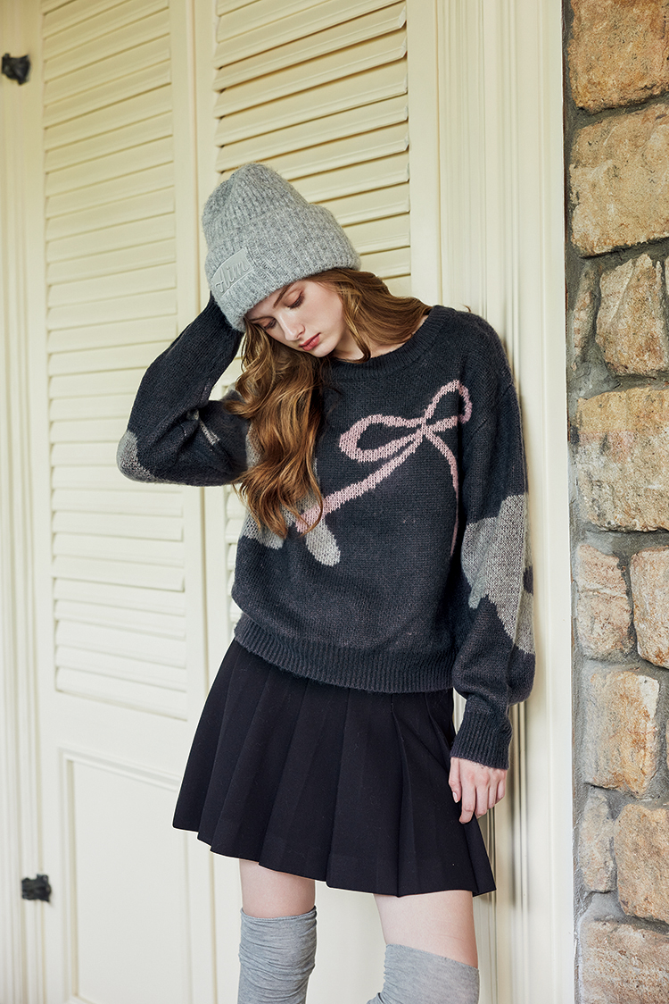 abito甜美蝴蝶結針織上衣