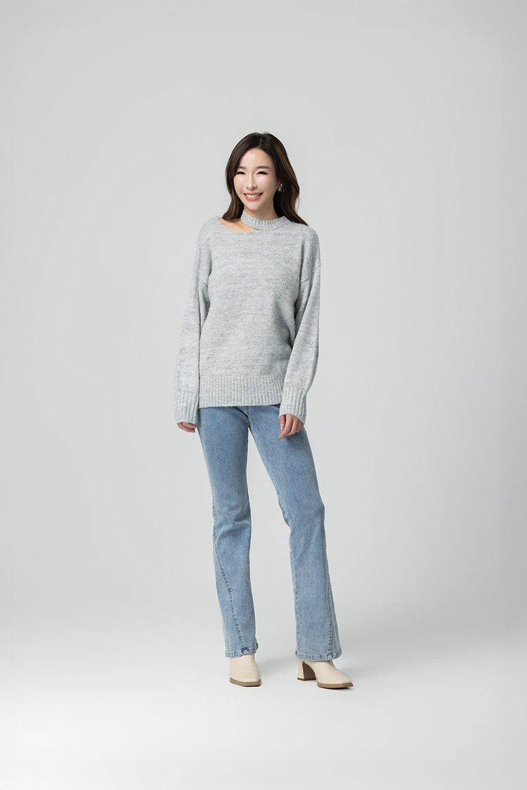 abito挖肩針織落肩上衣