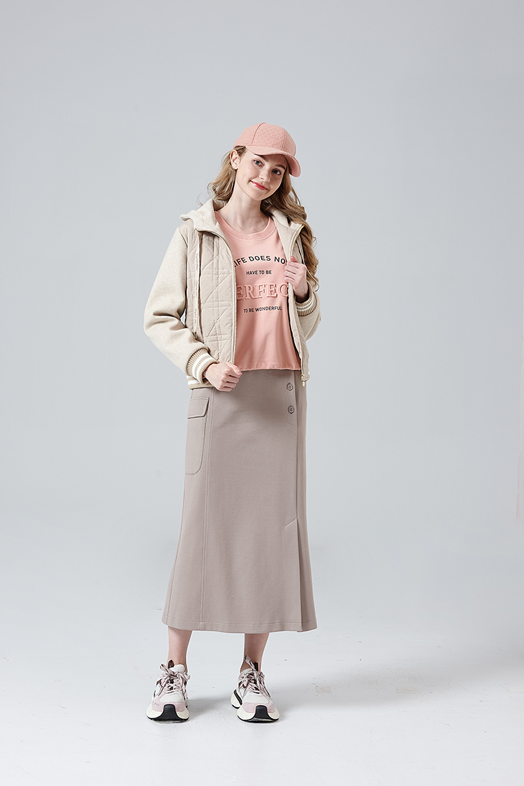 DITA休閒同色織帶丸編上衣