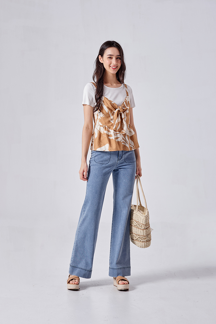 DITA度假感印花綁帶背心(附內搭)