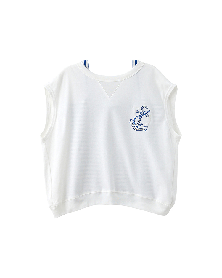 DITA兩件式簍空條紋T-SHIRT-附內搭