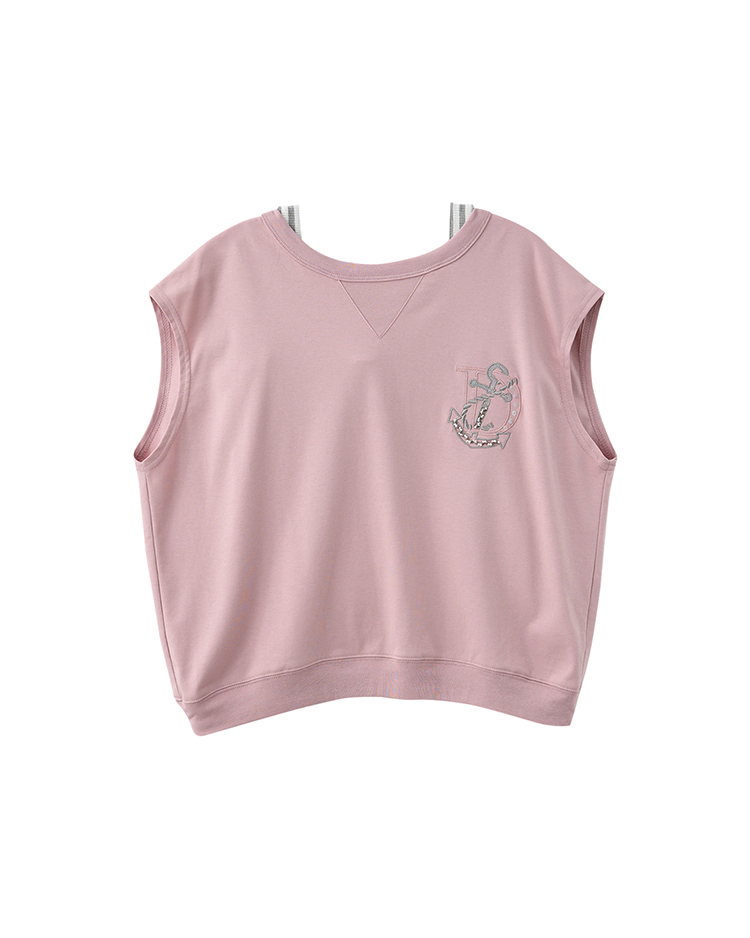 DITA兩件式簍空條紋T-SHIRT-附內搭