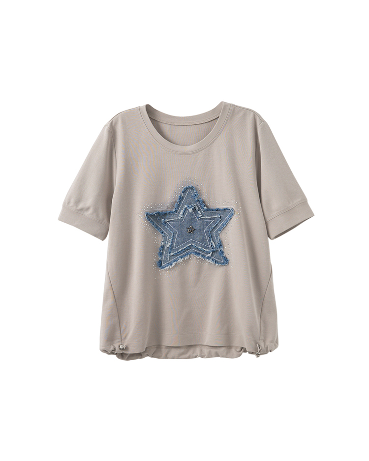 DITA甜酷牛仔星星貼布繡T-SHIRT